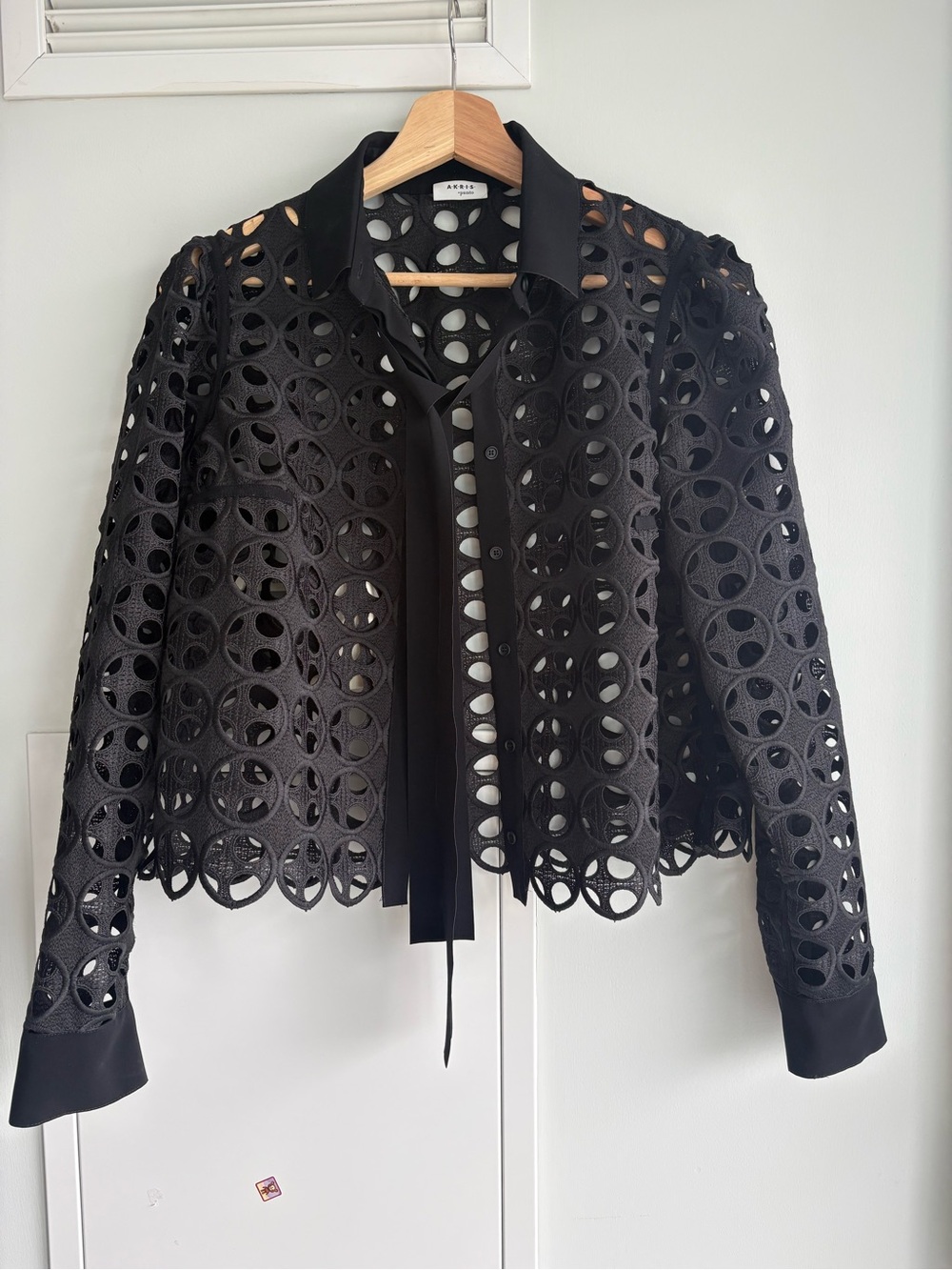 Akris Punto Black Circular Laser-Cut Lace Blazer